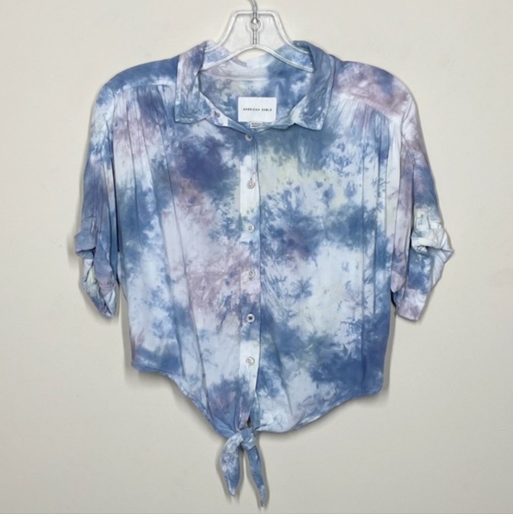 American Eagle Tie Dye Button Down with Front Tie